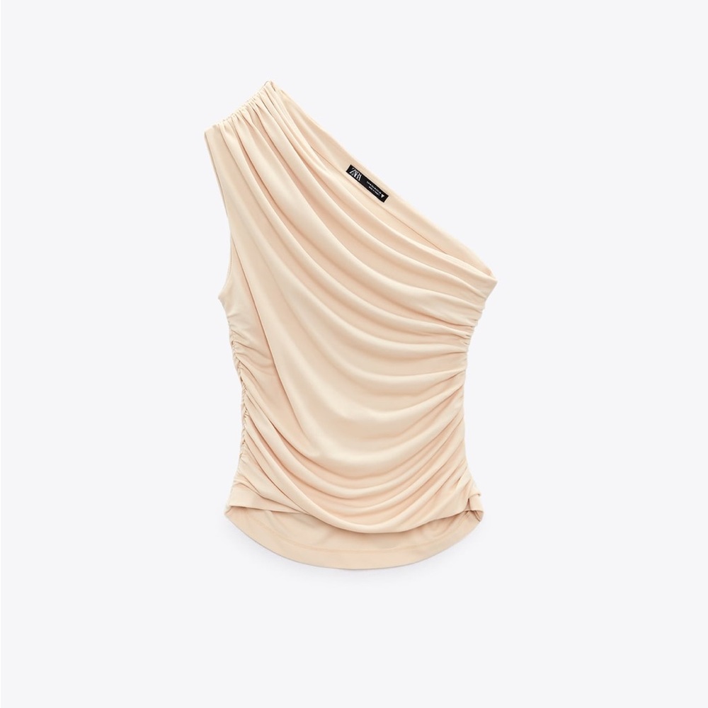 Zara Ruched Asymmetrical Top NWOT
